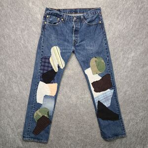 Levi's 501 Button Fly Jeans Mens 32x30 Patchwork‎ Straight Leg Distressed